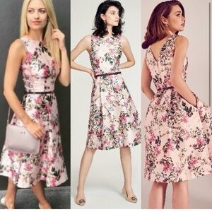 Ted Baker Pink Floral Blossom Jacquard Fit & Flare Clarbel Dress Size 2 or 6 US